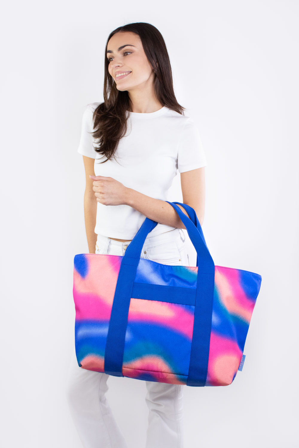 Aurora Blue and Pink | Printed Carryall Tote Bag