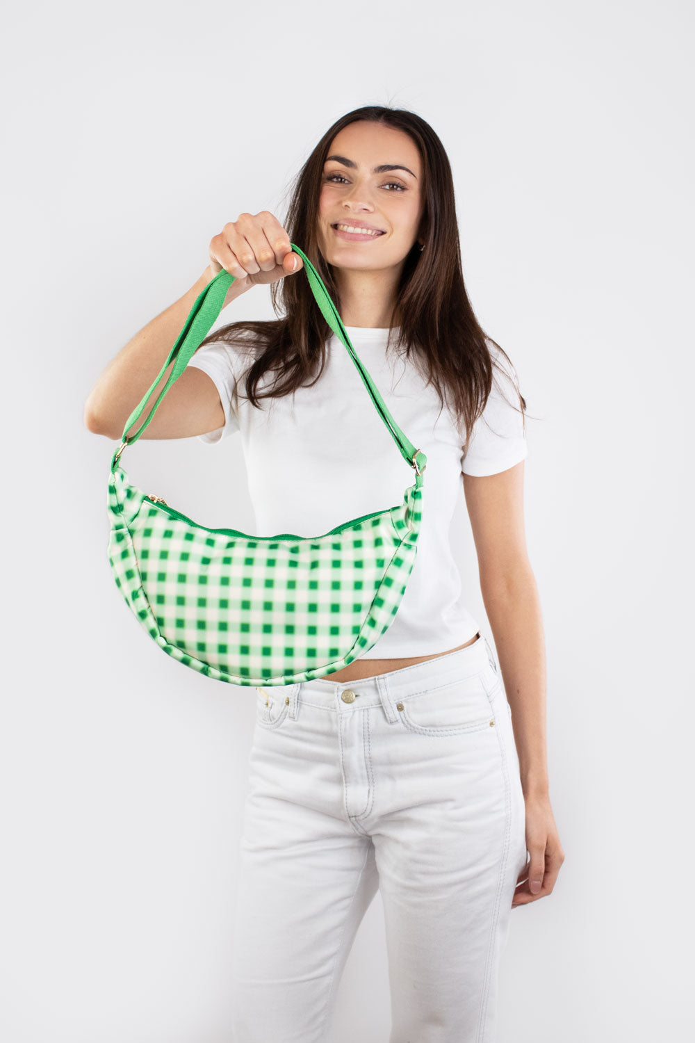 Blurred Plaid Green | Printed Crossbody Bag