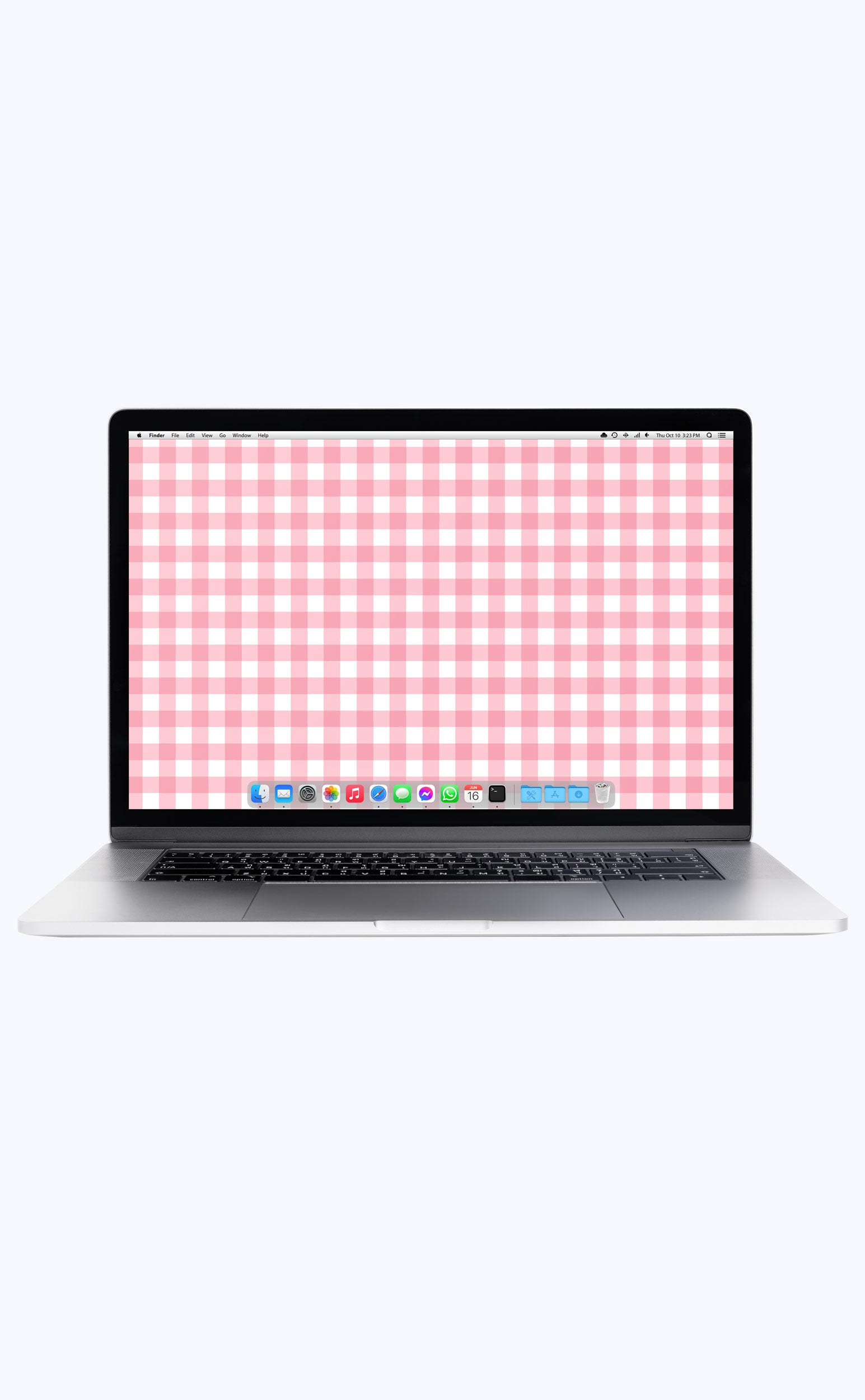Gingham Bubblegum Pink  | Digital Laptop Wallpaper