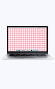 Gingham Bubblegum Pink  | Digital Laptop Wallpaper