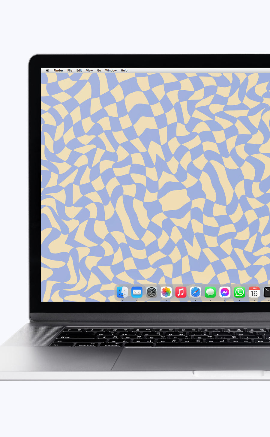 Blue Wavy Check | Digital Laptop Wallpaper