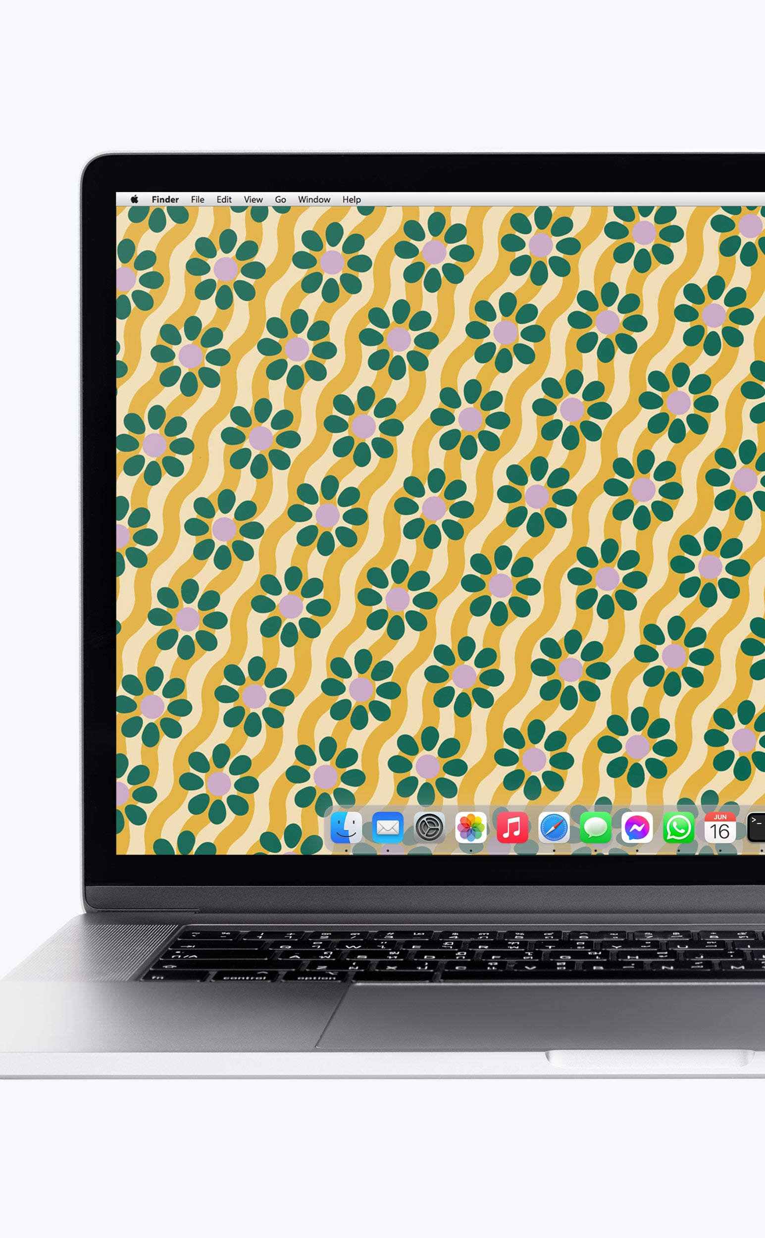 Yellow Wavy Daisy | Digital Laptop Wallpaper