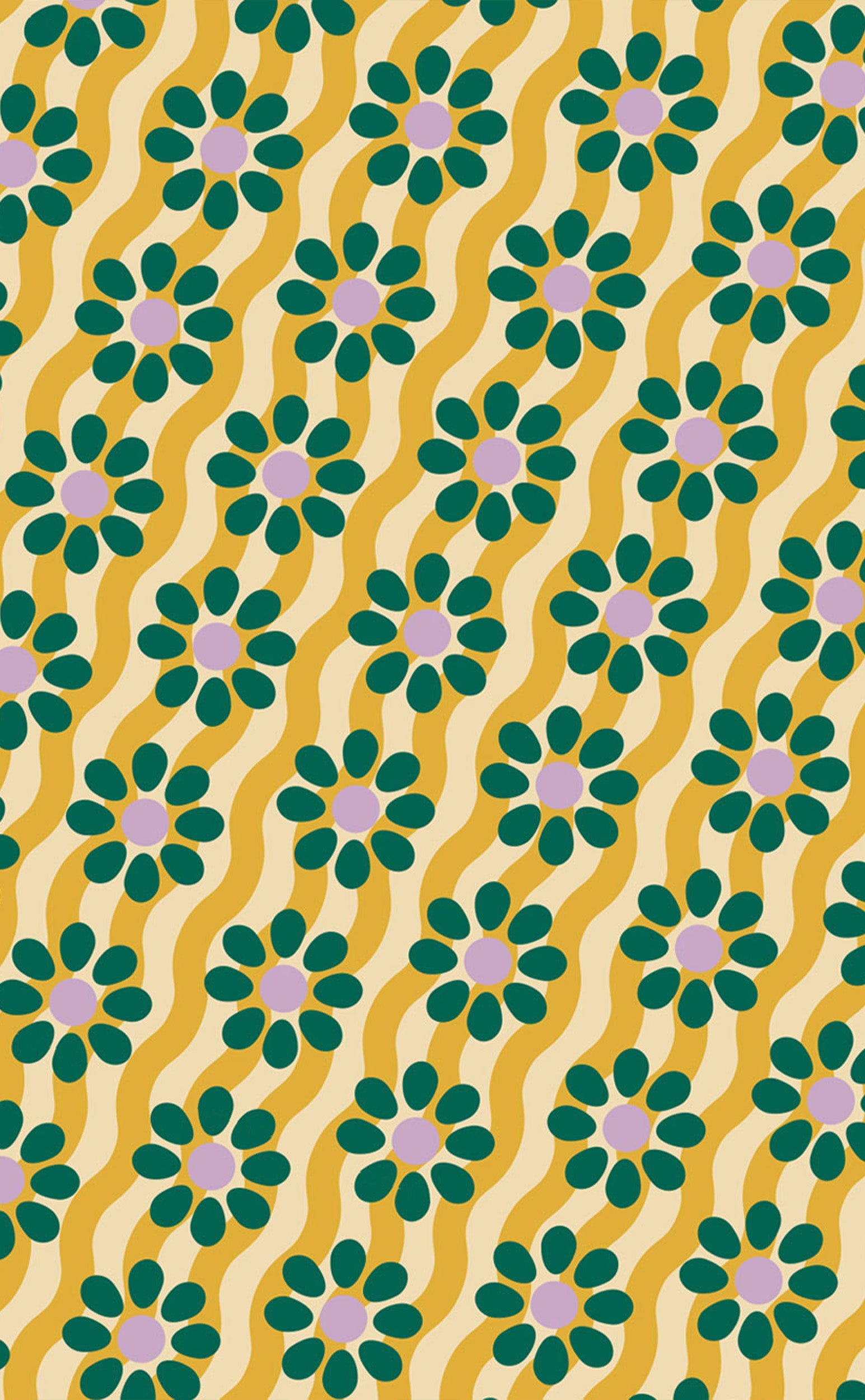 Yellow Wavy Daisy | Digital Laptop Wallpaper