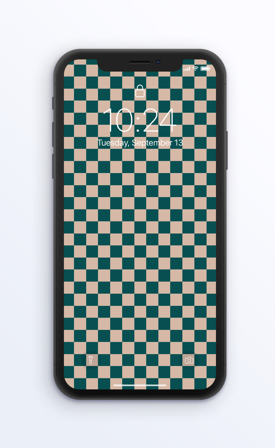 Teal and Beige Checkerboard | Digital Phone Wallpaper