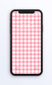 Gingham Bubblegum Pink | Digital Phone Wallpaper