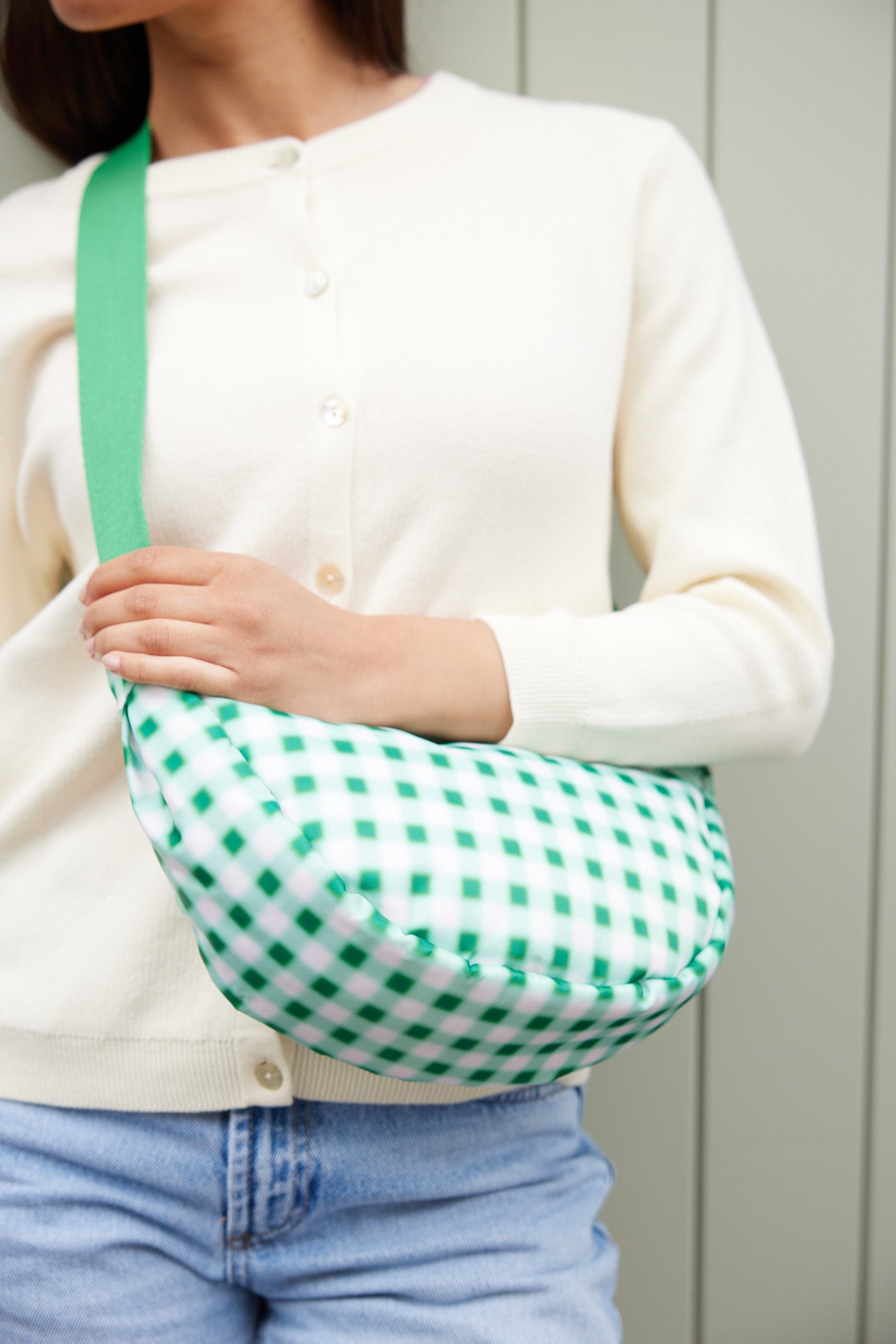 Blurred Plaid Green | Printed Crossbody Bag