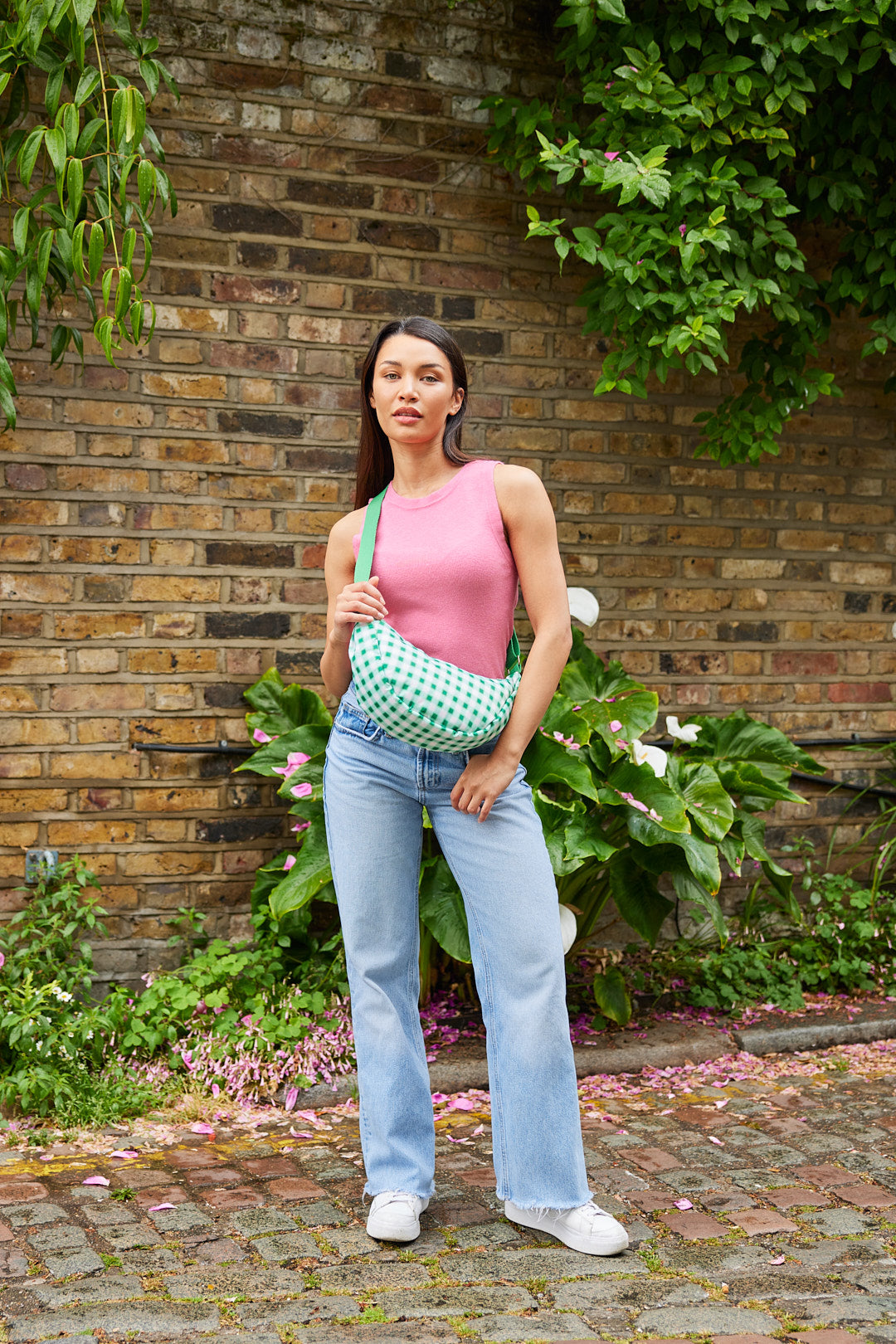 Blurred Plaid Green | Printed Crossbody Bag
