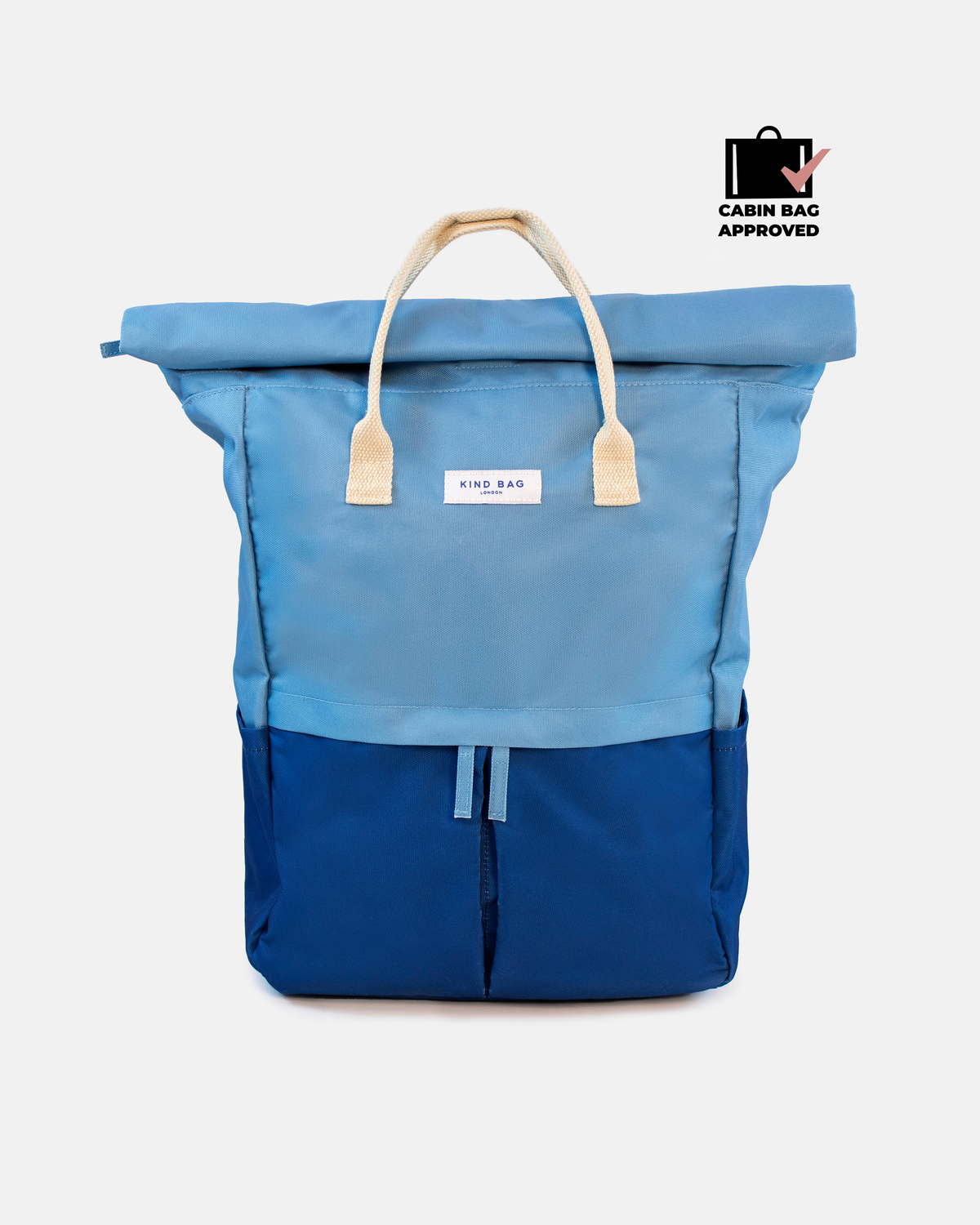 Hackney Large Backpack in Light Blue & Navy by Kind Bag