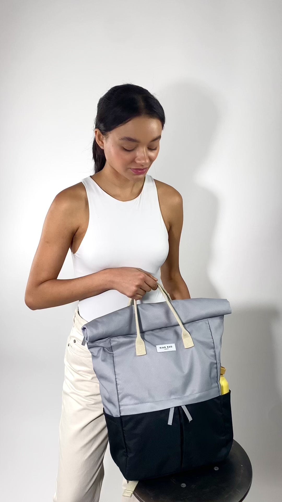 Load video: Light Blue &amp; Navy | Hackney 2.0 Backpack | Large