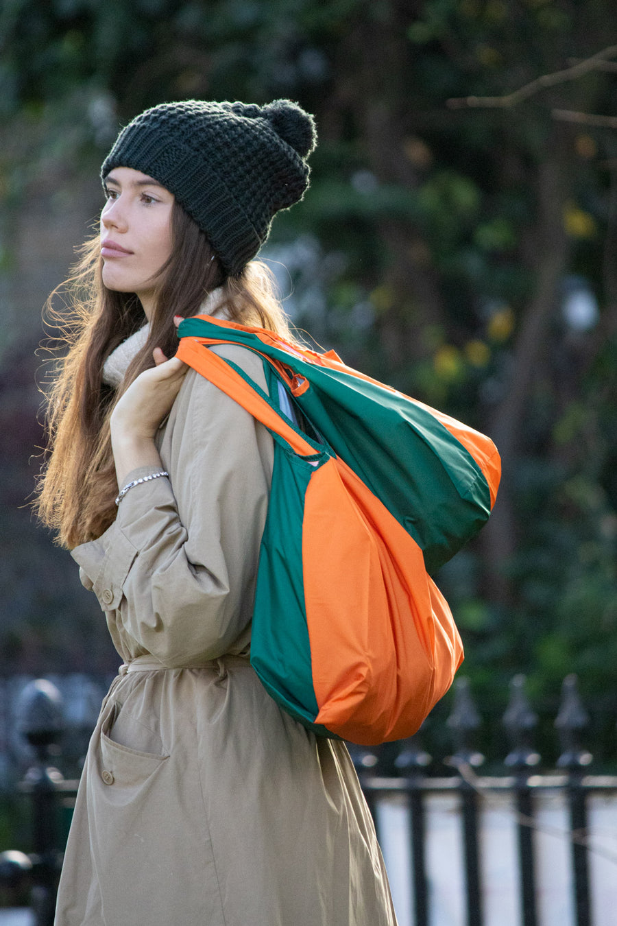 Bicolour Orange & Green - Mini & Medium Bundle - 100% recycled reusable bag - kind bag