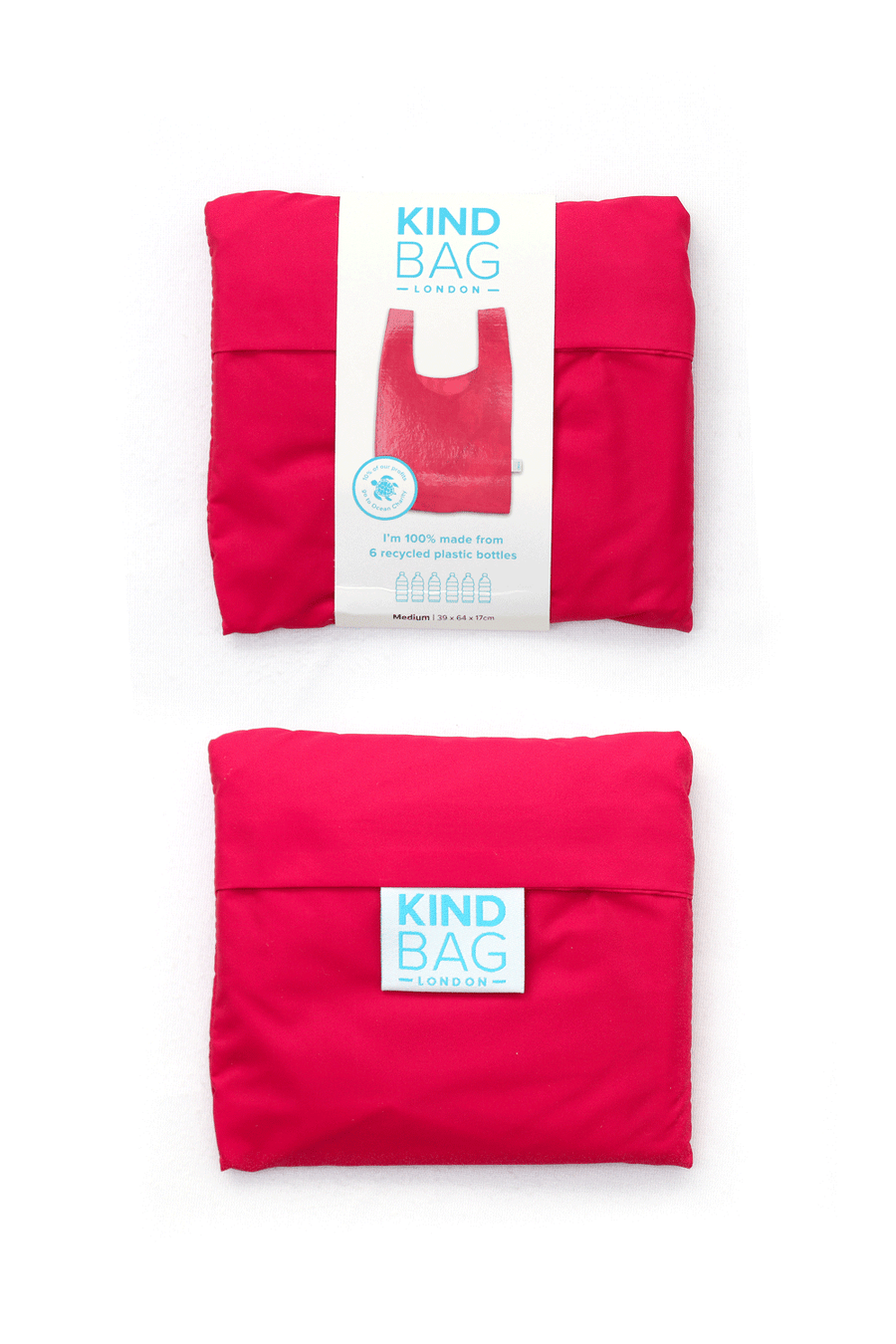 Kind Bag Berry Pink Reusable Bag Folded into Pouch