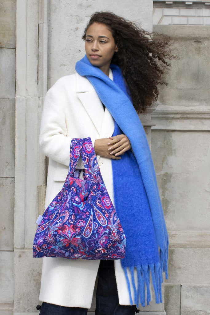 Kind Bag Boho Paisley Purple Reusable Bag Lifestyle View
